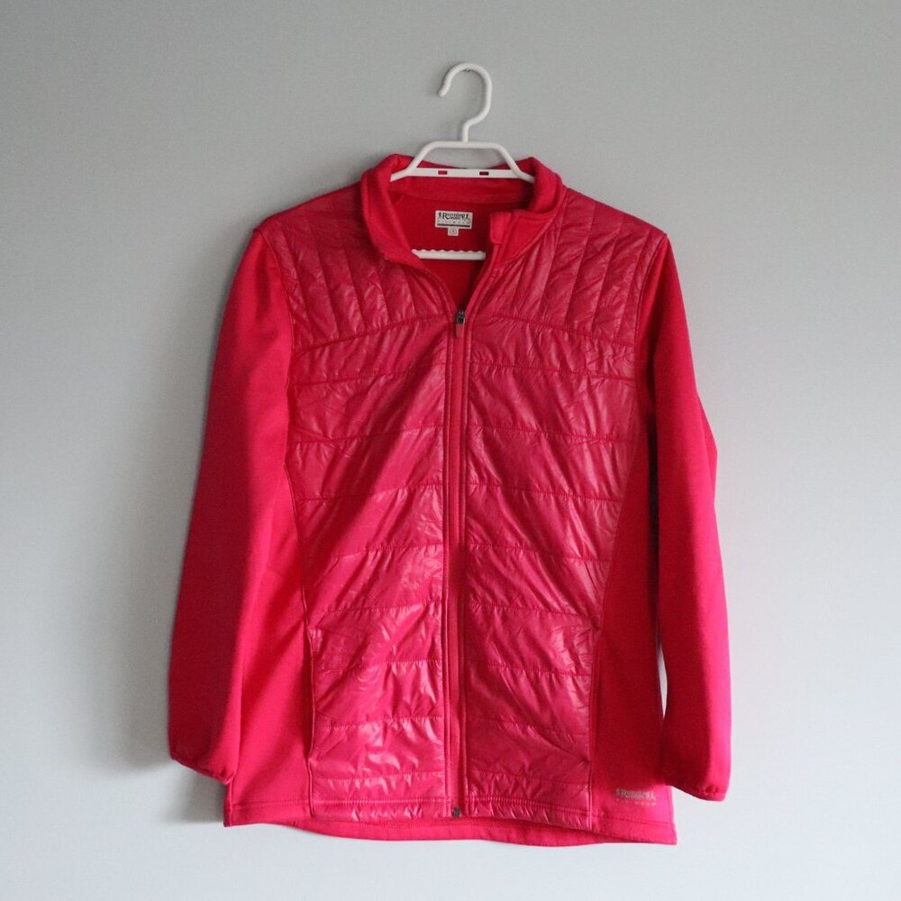 Running Room‎ Women's Sz XS Pink Insulated Fleece Track Full Zip Athletic Jacket